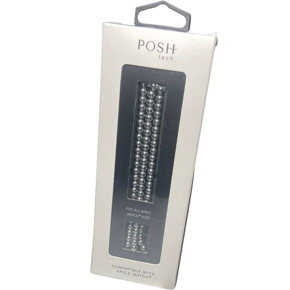 Apple Watch Band Silver Stainless Steel Beaded Bracelet Strap Posh Tech Nova - Picture 3 of 6